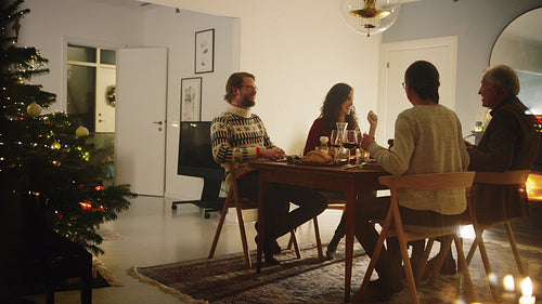 Family enjoying their Christmas dinner