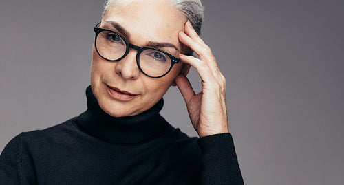 Smart mature woman with eyeglasses