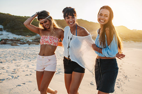 Group of female friends on the beach together
