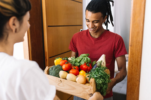 Receiving a grocery home delivery