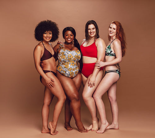 Group of multi-ethnic female in swimwear