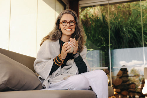 Relaxing with a hot cup of tea