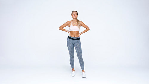 Woman athlete in workout clothes