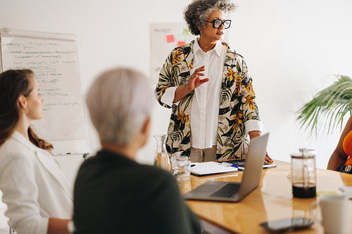 Business manager leading a meeting in a boardroom