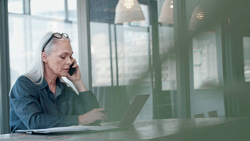 Mature businesswoman working at her office desk