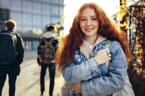 Girl standing outside college