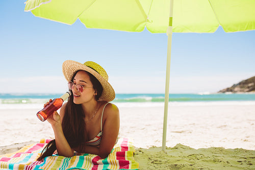 Woman relaxing at the beach