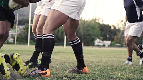 Rugby game in action