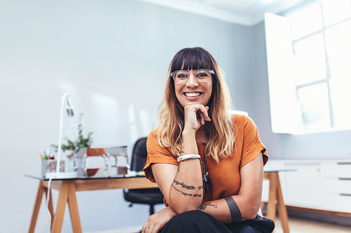 Close up of a smiling businesswoman in office