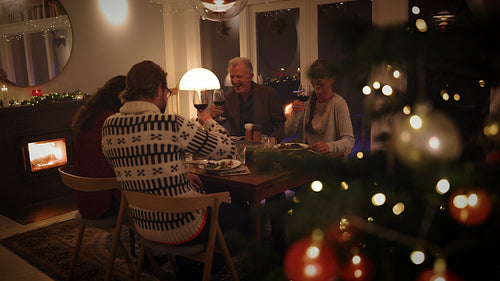 Family having Christmas eve dinner
