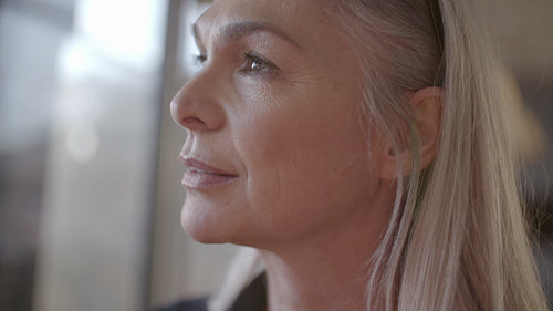 Happy mature businesswoman smiling at camera