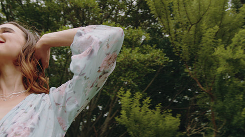 Woman enjoying in beautiful atmosphere