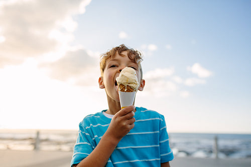 Boy eating an ice cream