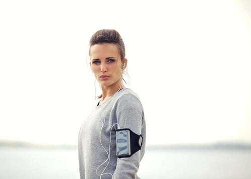 Female Runner Serious About Her Running Workout