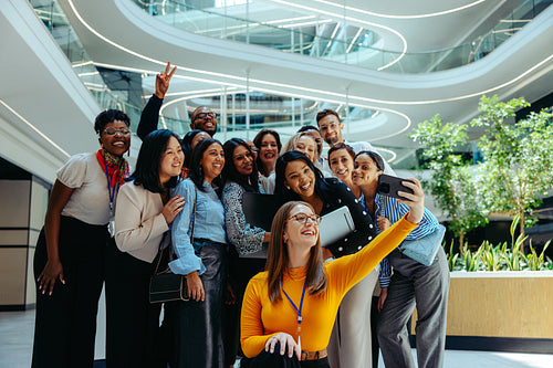 Law firm team taking a selfie on the first day