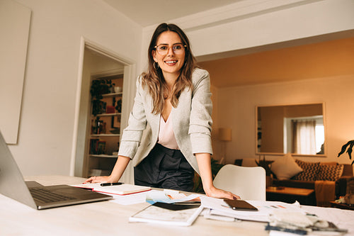 Interior designer working in her home office