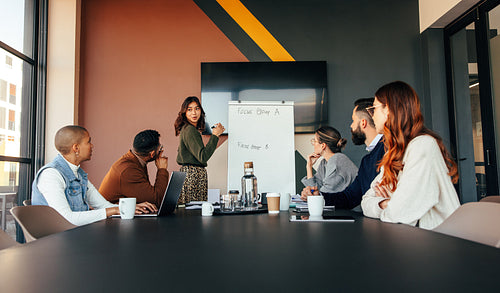 Smart businesswoman giving a presentation in a boardroom