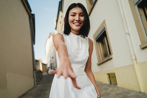 Young woman having fun on holiday