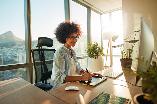 Female graphic designer at work