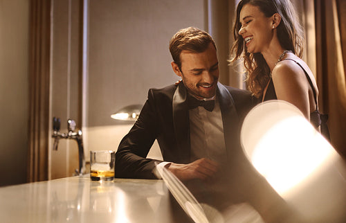 Couple enjoying a party at night club