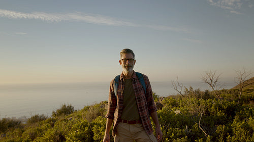 Senior man on hiking trip