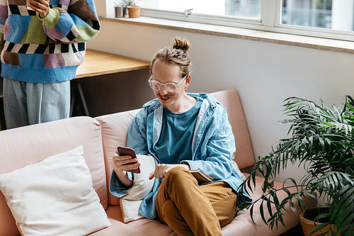 Colleagues collaborating in a modern freelance co-working space