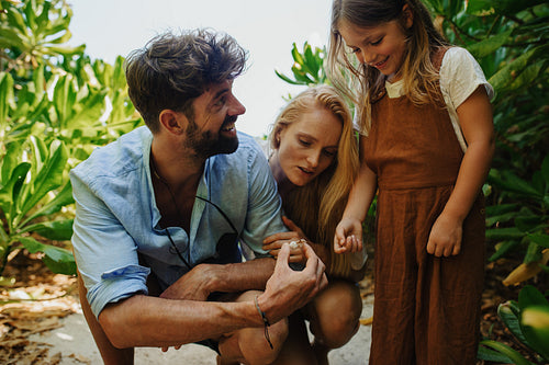 Family on a holiday at a tropical destination