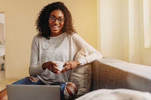 Businesswoman working from home