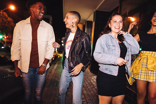 Friends going out together in the city