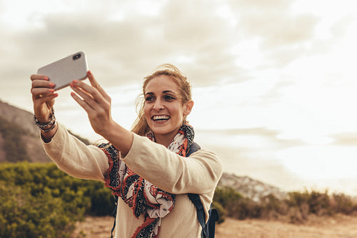 Hiker taking a selfie