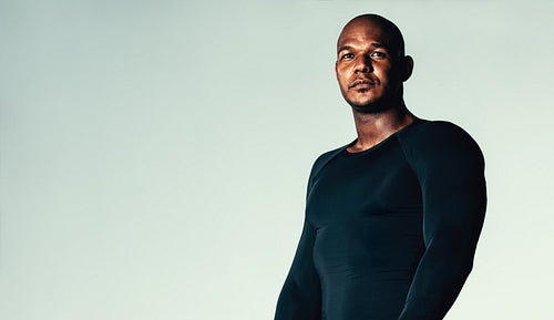 Male model in compression t-shirt