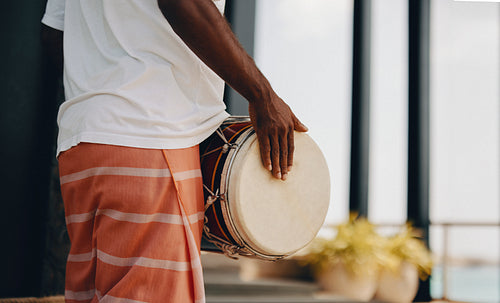 Traditional Maldivian drum welcome for guests at luxury island resort