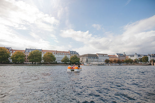 Group of people boating in the lake