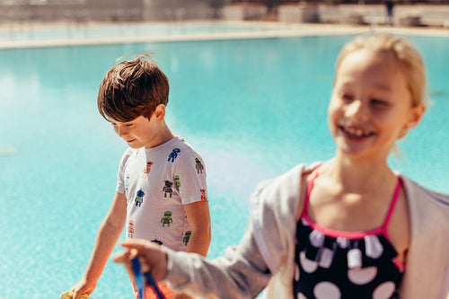 Children at swimming class