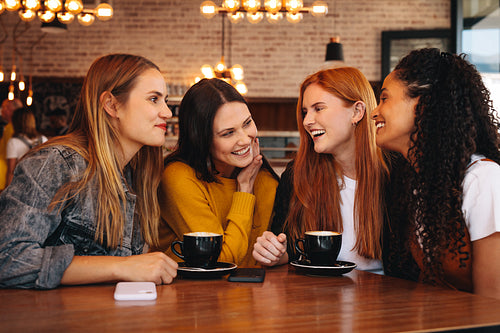 Group of friends socializing in restaurant