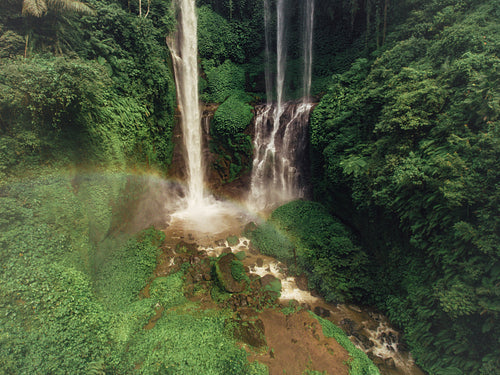 Beautiful waterfall surrounded by trees 