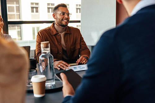 Businesspeople having a meeting in a modern office