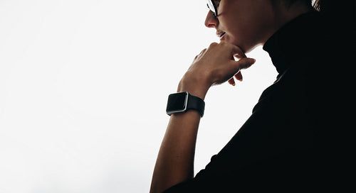 Luxury smartwatch mockup in minimalist profile for premium branding