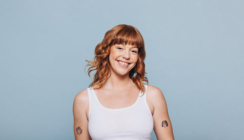 Portrait of a happy woman with ginger hair