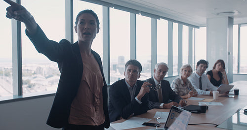 Female executive giving presentation to colleagues