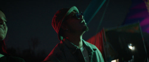 Friends having fun at a music festival