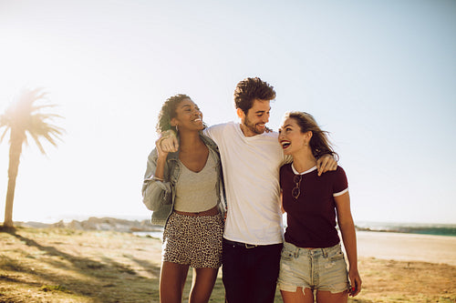 Young people walking together outdoors