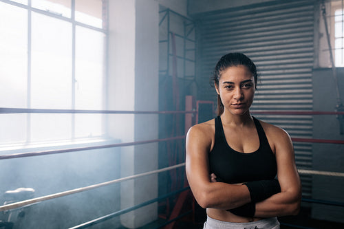 Female boxer at the boxing studio