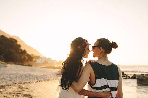 Couple in love at the beach
