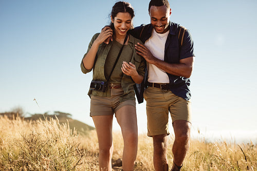 Portrait of couple hiking