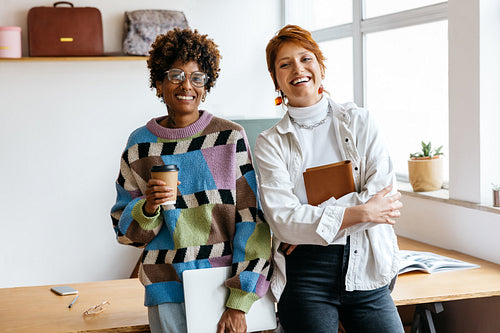 Freelancers collaborating in a modern co-working space