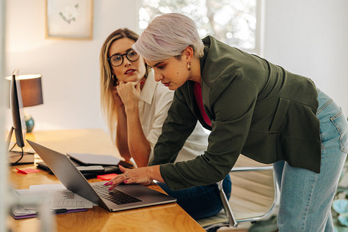 Female entrepreneur collaborating with her colleague in an offic