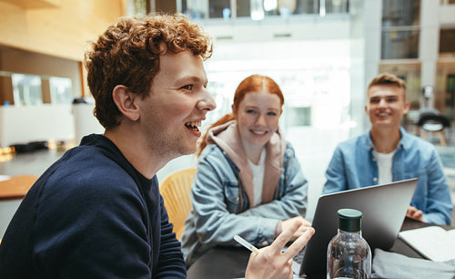 Students studying together at high school