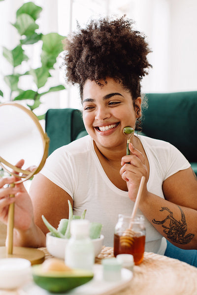 Woman doing self care routine