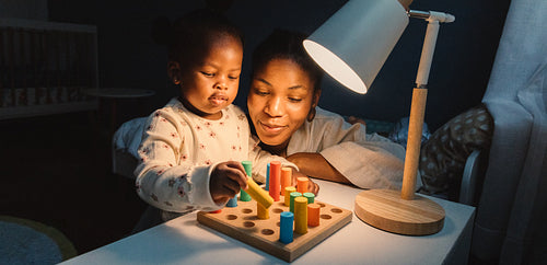 Mother and child playing together
